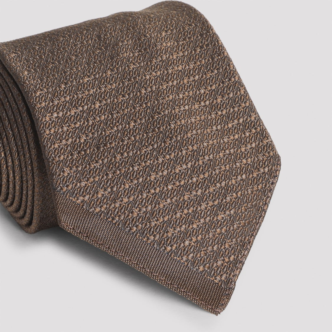 Maison Margiela Textured Silk Necktie In Muted Brown Tone