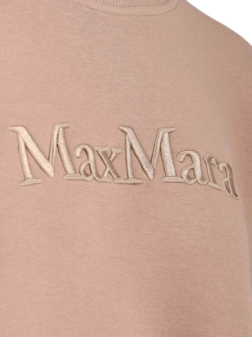 Max Mara Brown Knit Sweater With Logo Embroidery And Pocket Detail