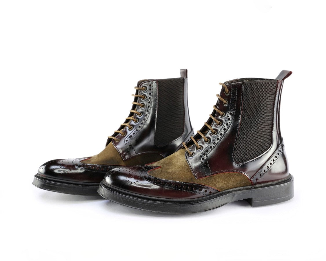 Ton Gout Brogue Lace-Up Ankle Boots Textured Detailing