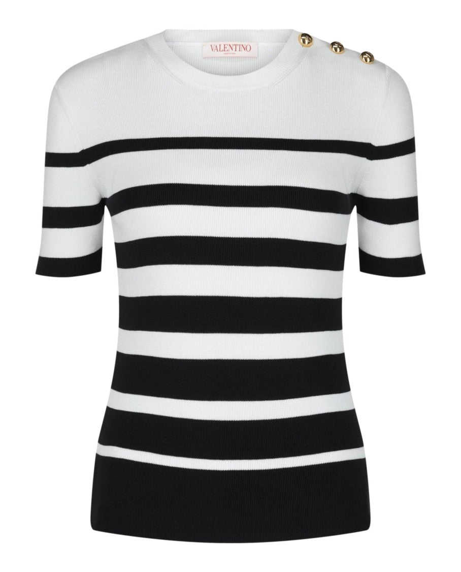 Valentino Nautical-Inspired Striped Sweater With Gold-Tone Signature Hardware