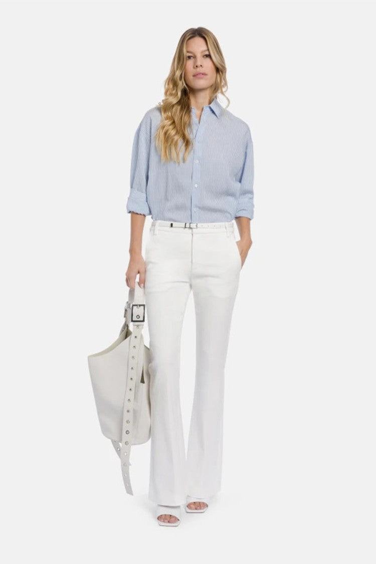 Dondup Blue Viscose-Polyamide Pinstripe Shirt