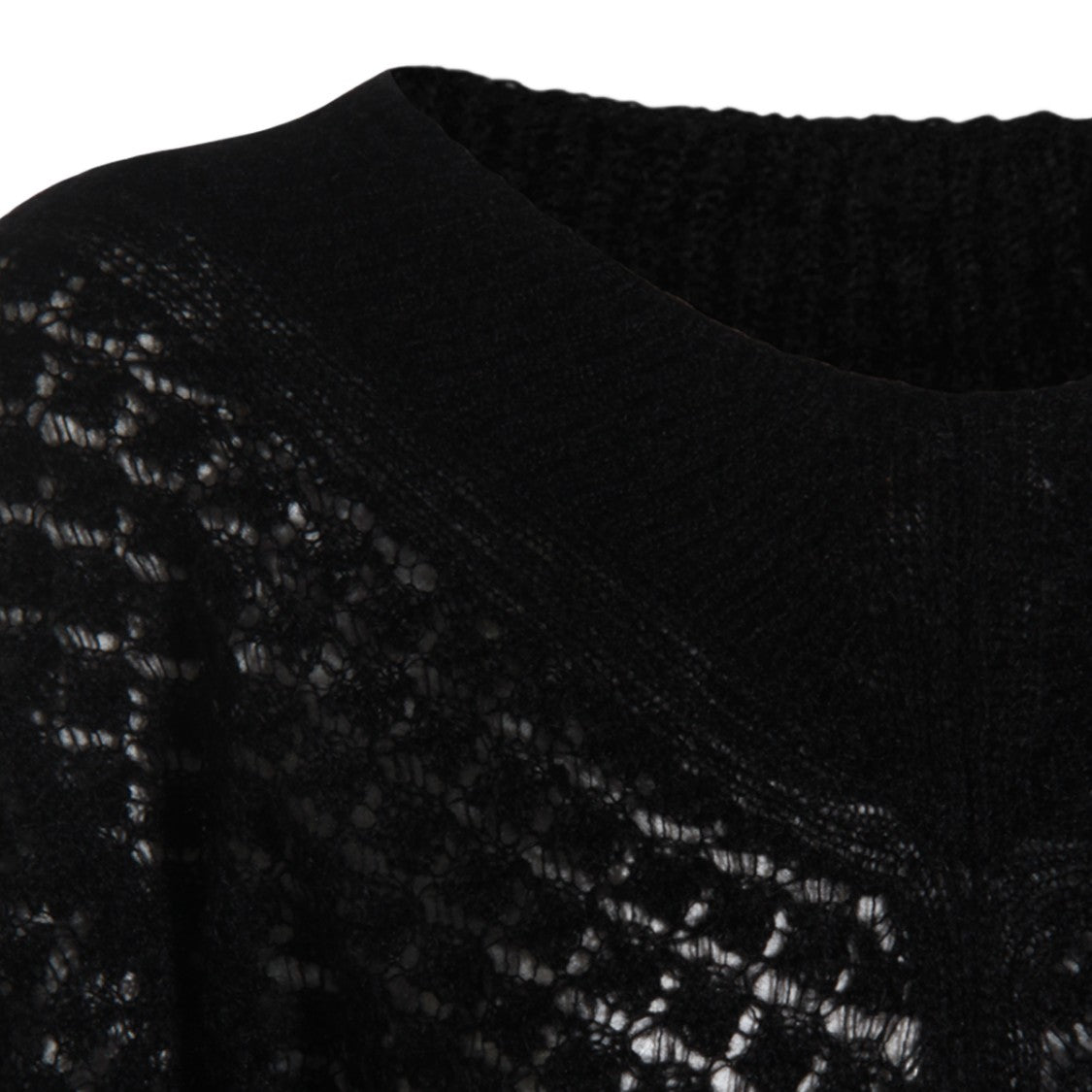 Twin-Set Openwork Pattern Black Knit Sweater