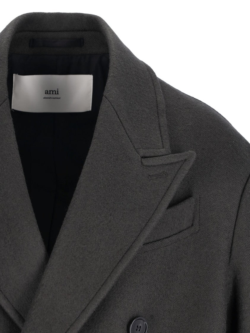 Ami Double-Breasted Coat – Grey