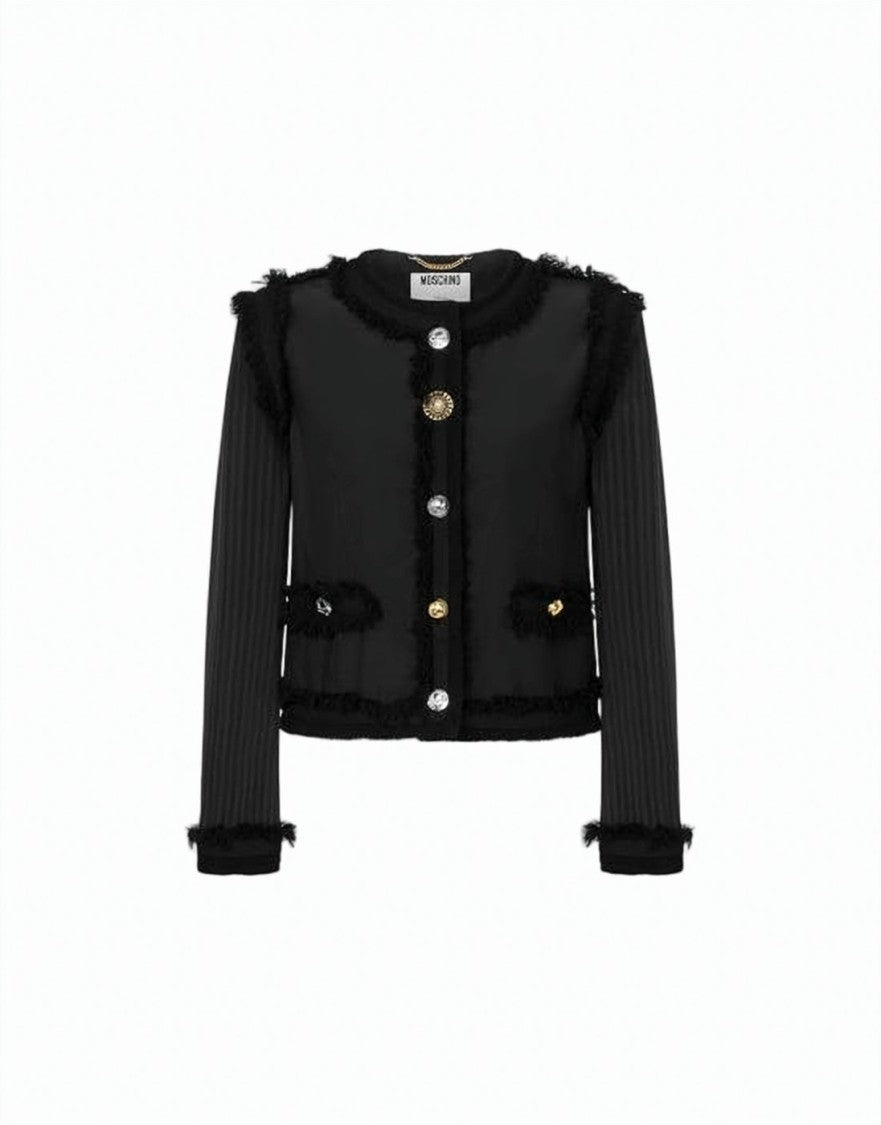 Moschino Boxy Cropped Coat With Textured Trim