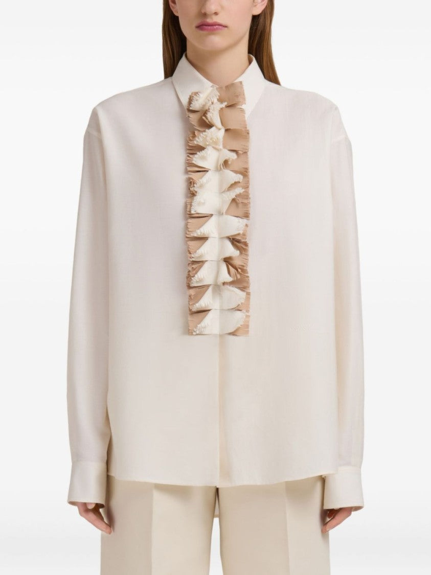 Marni Loose-Fitting Blouse With Vertical Ruffle Detail
