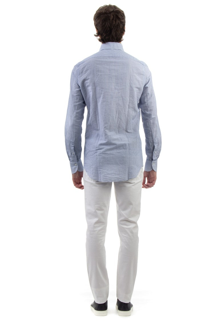 Finamore Ustica Collar Stripe Cotton Tailored Shirt