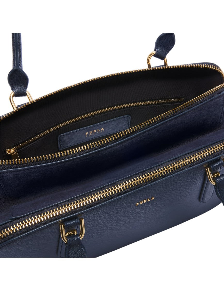 Furla Giulia M Boston Leather Shoulder Bag, Blue