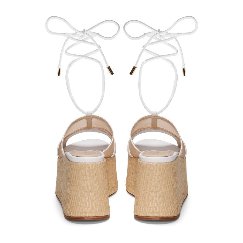 M+E' Heel Platform Sandals With Woven Base