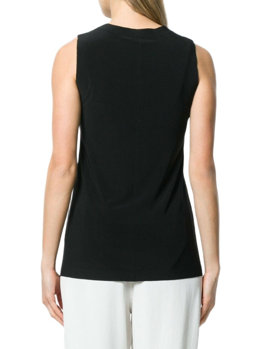 Norma Kamali Sleeveless Jersey Top With Boat Neckline And Straight Hem