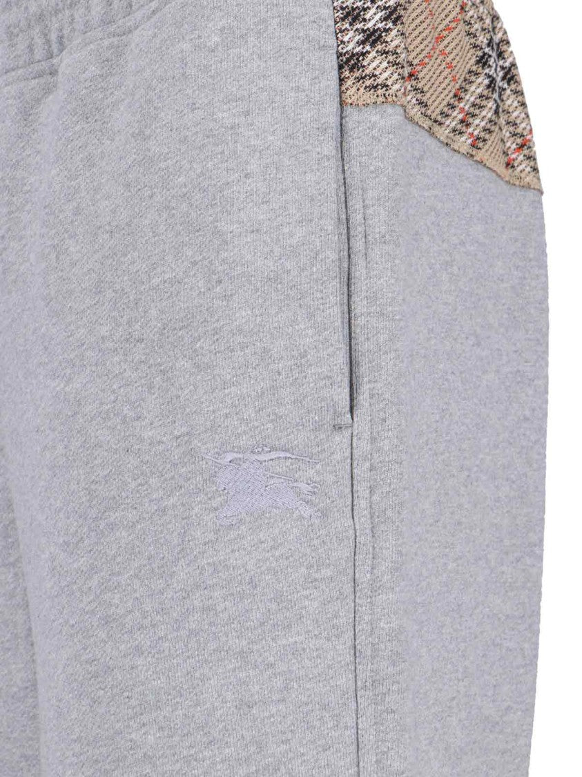 Burberry "Check" Tracksuit Bottoms In Grey Cotton