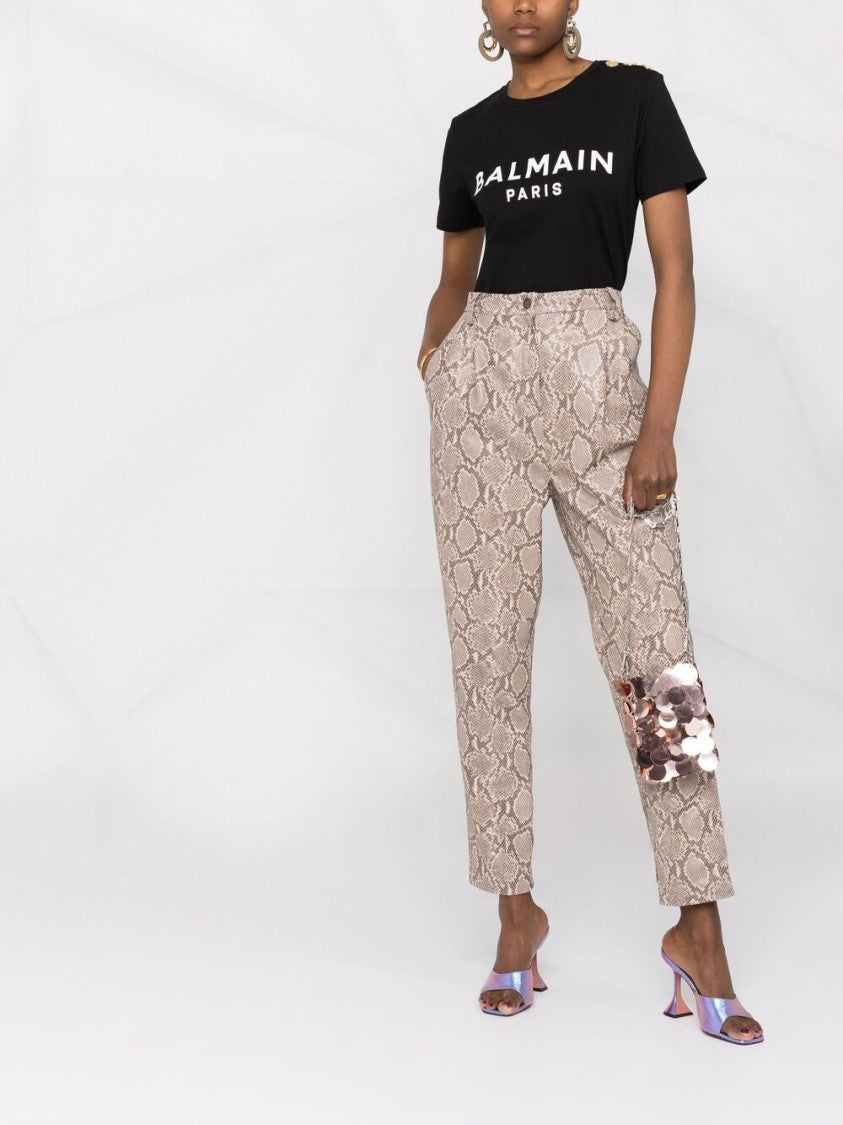 Balmain Black Cotton Gold Button Logo Top