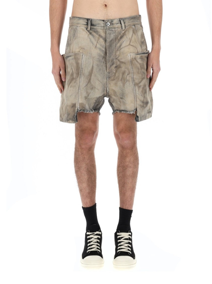 Drkshdw By Rick Owens Stefan Cotton Marbled Cargo Shorts