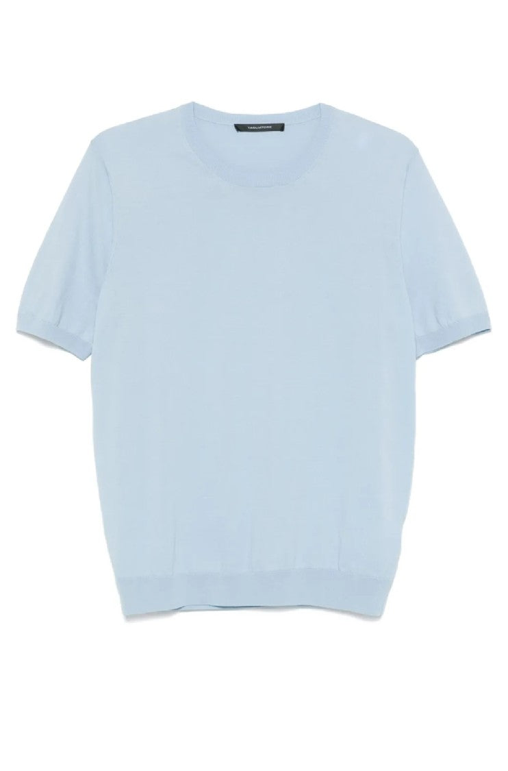 Tagliatore Light Blue Cotton T-Shirt With Classic Fit