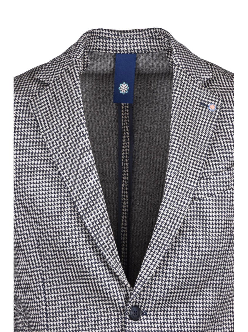 Bharnaba Blue Unlined Polyester-Blend Round Jacket