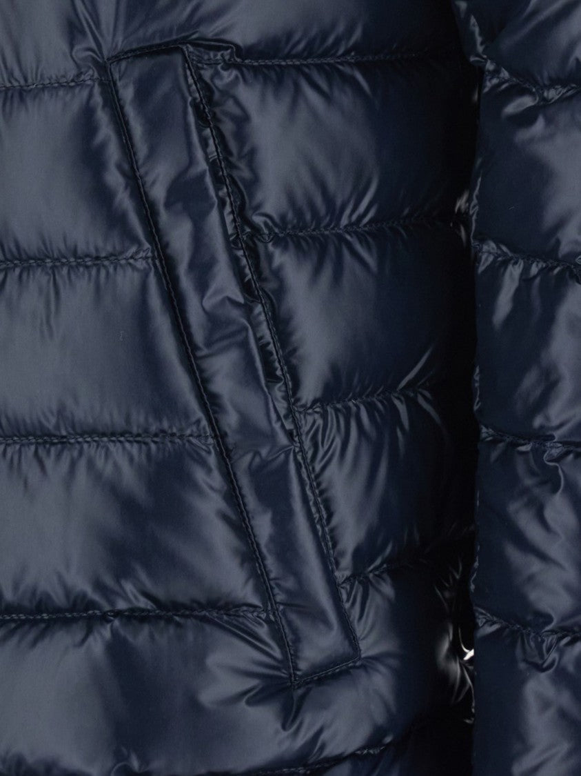 Herno Glossy Blue Maxi Grosgrain Drawstring Down Jacket