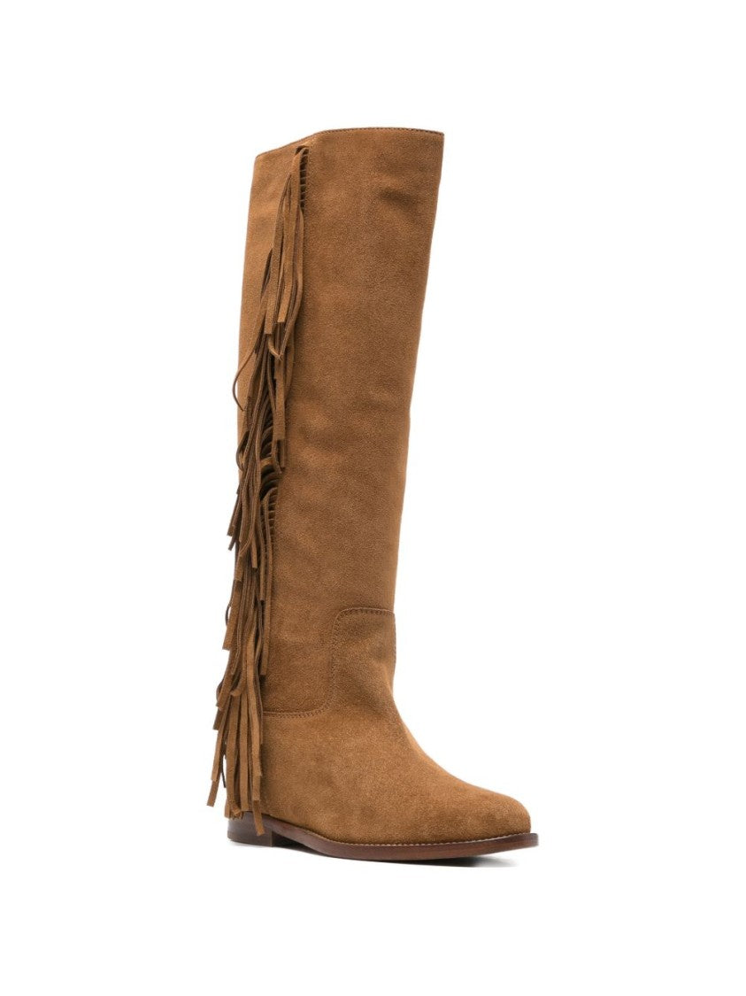 Via Roma 15 Tall Velour Fringe Pointed Boots