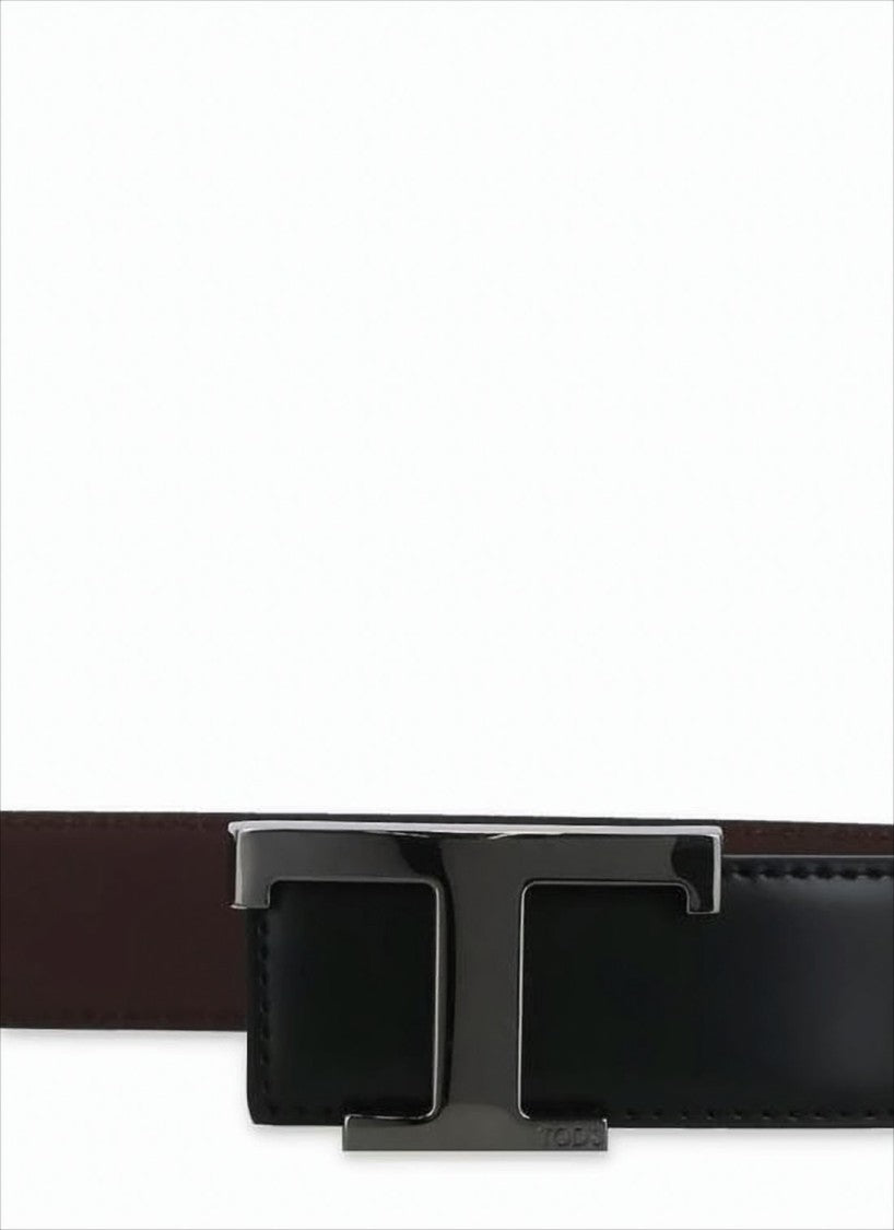 Tod's Leather Belt With Signature Metallic Buckle