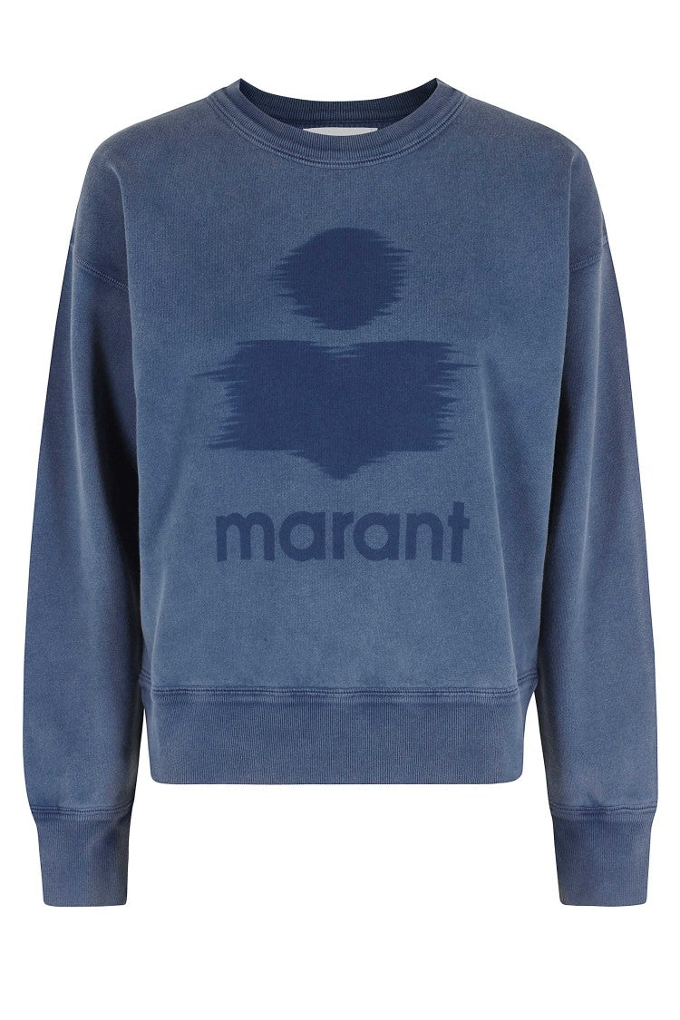 Isabel Marant Étoile Blue Mobyli Gz Blurred Logo Crewneck Cotton-Blend Sweatshirt