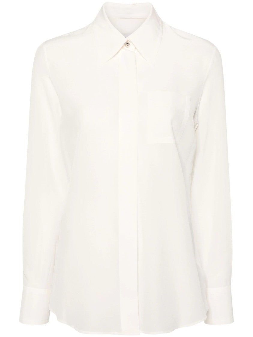 Lanvin White Long-Sleeve Silk Shirt