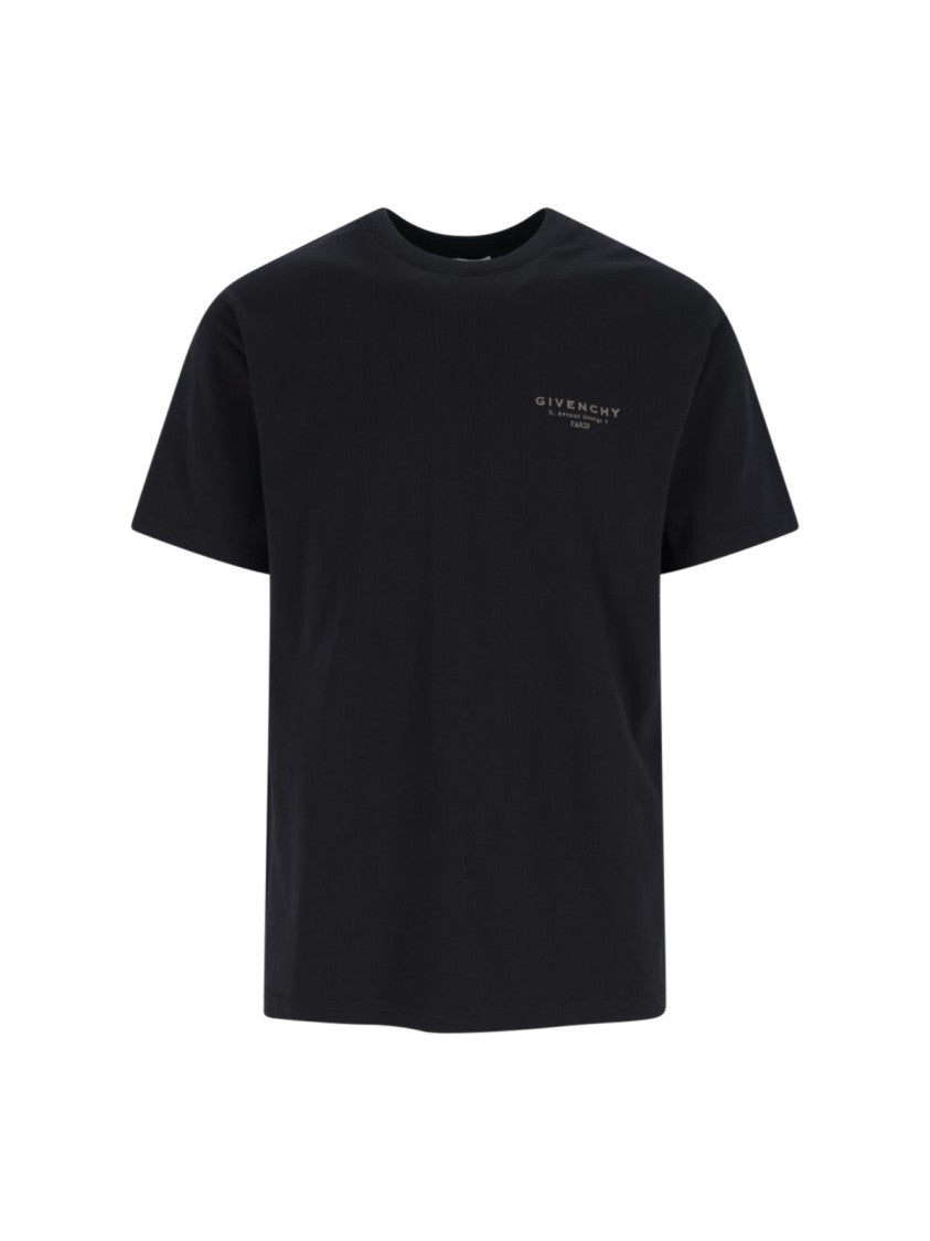 Givenchy Cotton Black T-Shirt With Embroidered Givenchy Logo