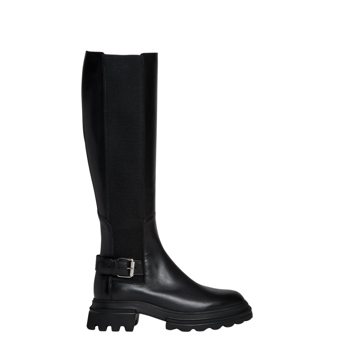 Hogan Black Leather Elastic Boot