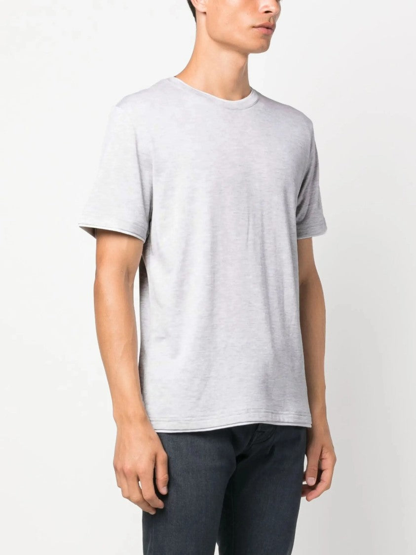 Eleventy Classic White Heathered Cotton T-Shirt