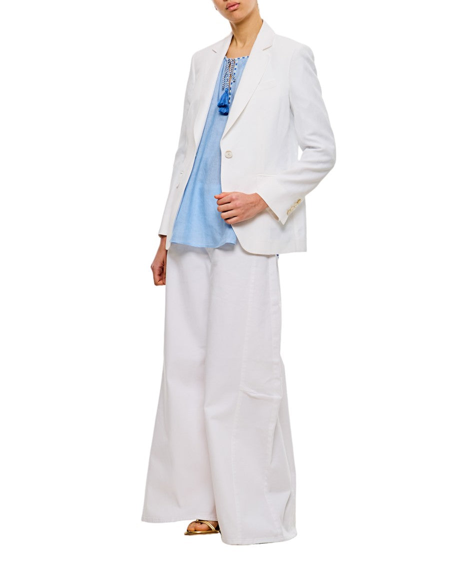 Alberto Biani Tailored White Jacket With Classic Lapel And Flap Pockets