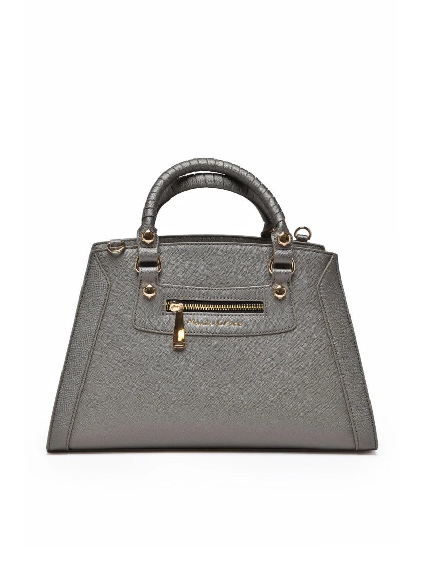 Manila Grace Grey Medium Trapezoidal Polyurethane Shoulder Bag