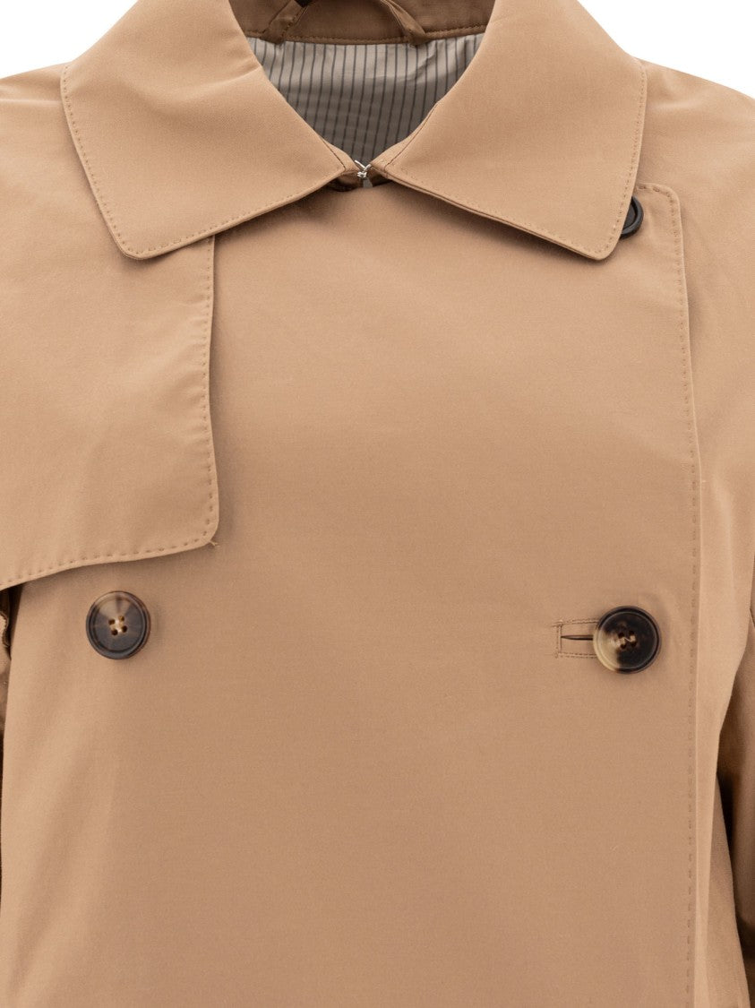 Max Mara Beige Double-Breasted Coat With Tortoiseshell Buttons