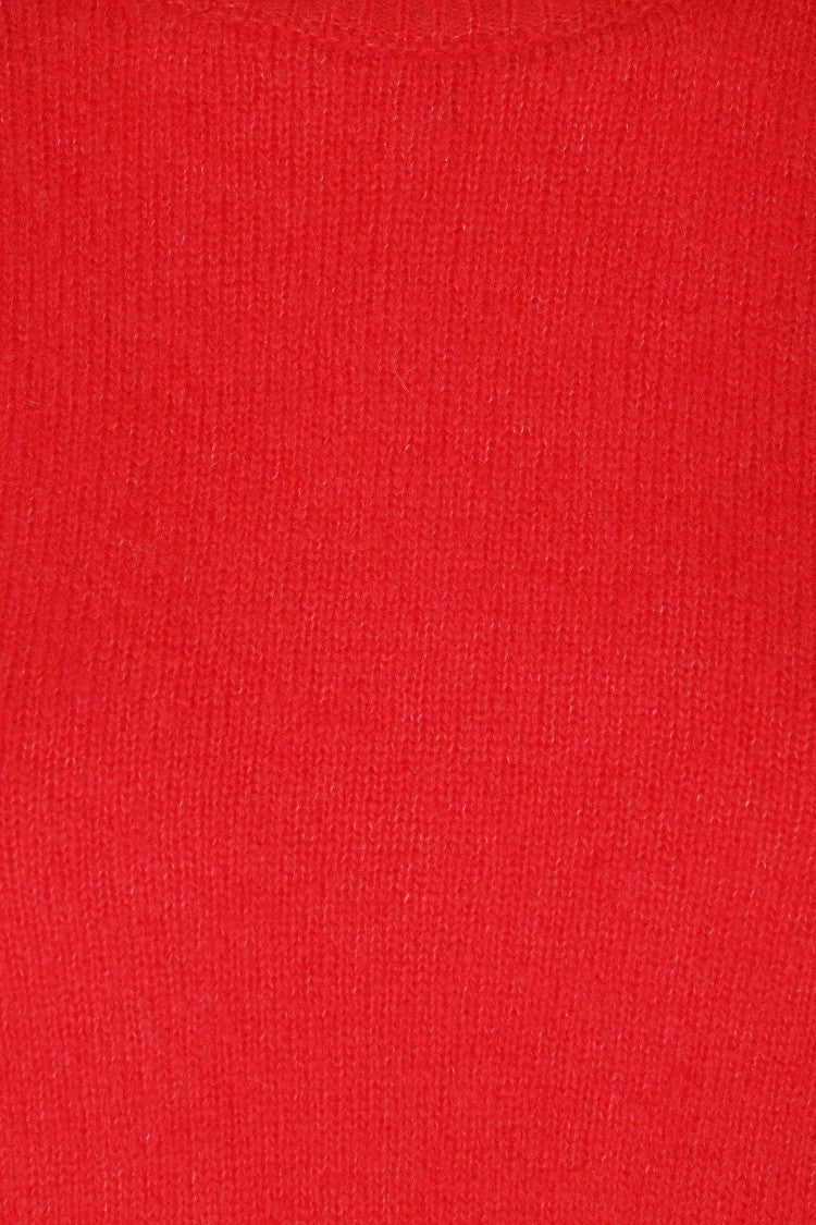 Roberto Collina Red Cashmere-Silk Crewneck Short-Sleeve Sweater