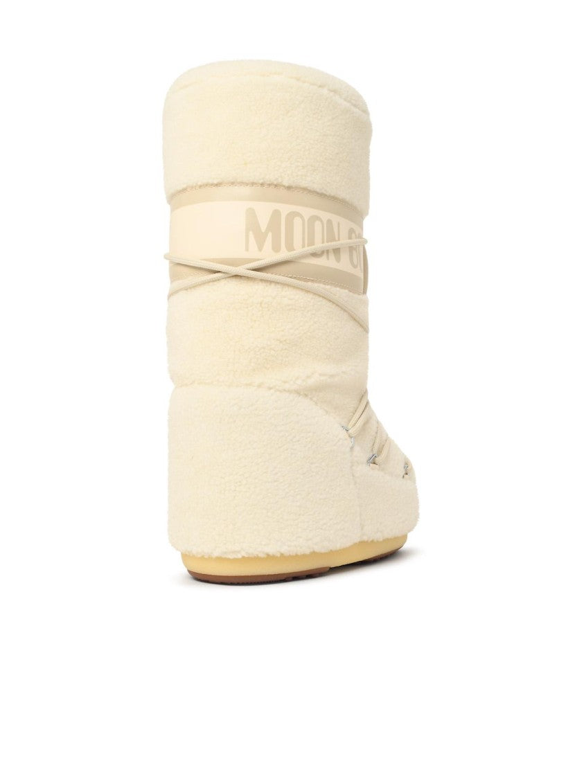 Moon Boot High-Top Teddy Fleece Moon Boot With Tubular Laces