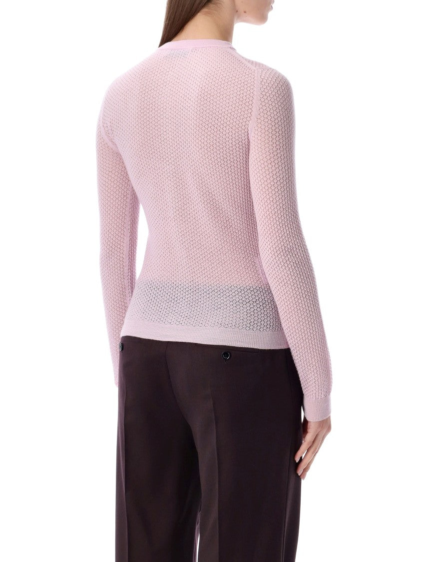 Miu Miu Cashmere Cardigan With Lacy Knit Detailing