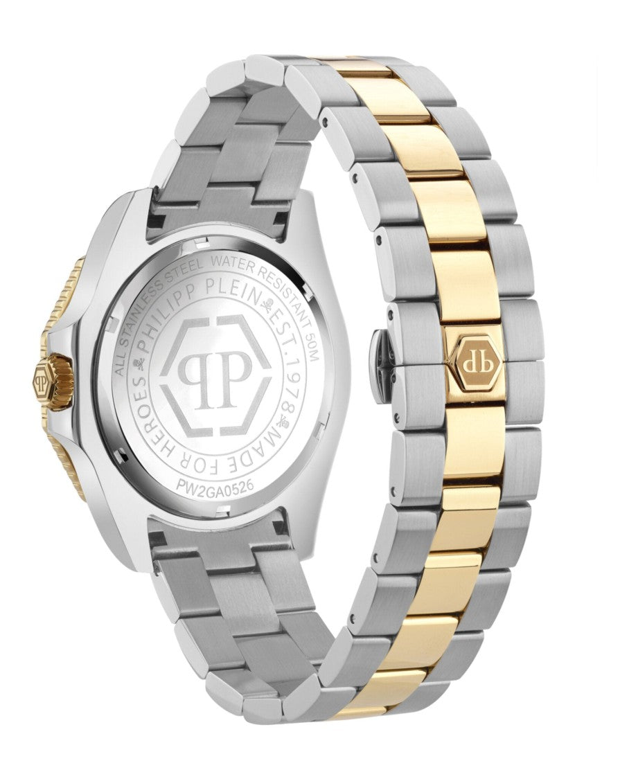 Philipp Plein Aquastorm Silicone Watch With Two-Tone Case And Guilloche Dial