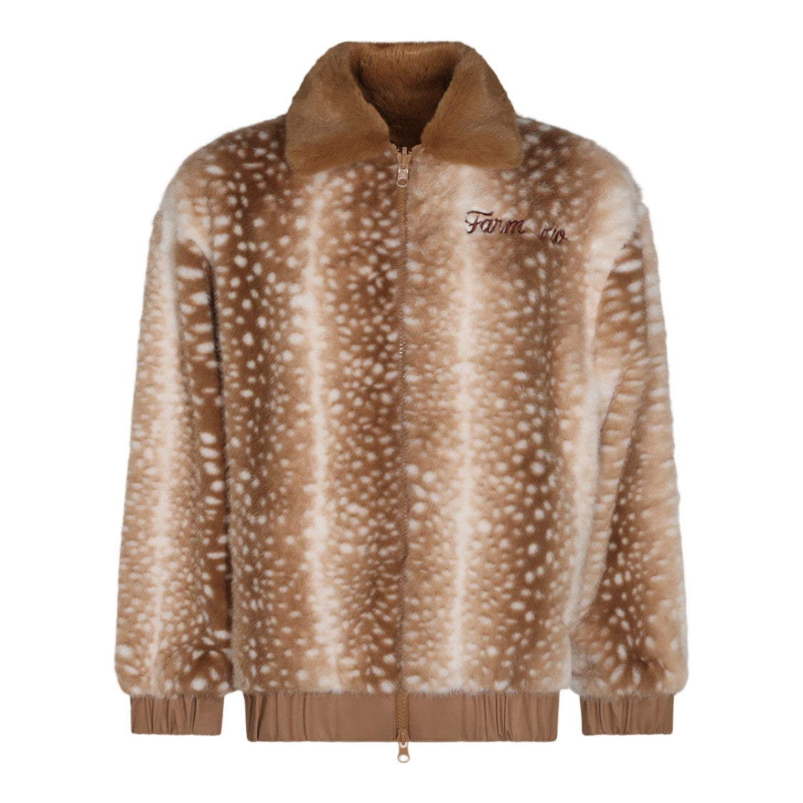 Farm Rio Embroidered Plush Faux Fur Coat