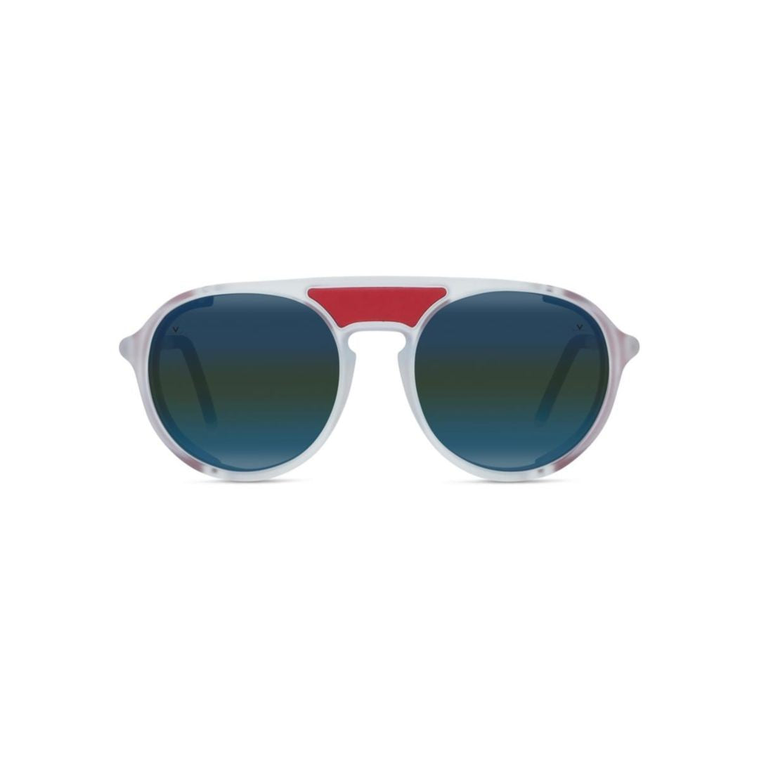 Vuarnet Vu40023u Rounded Frame Sunglasses With Translucent White Finish