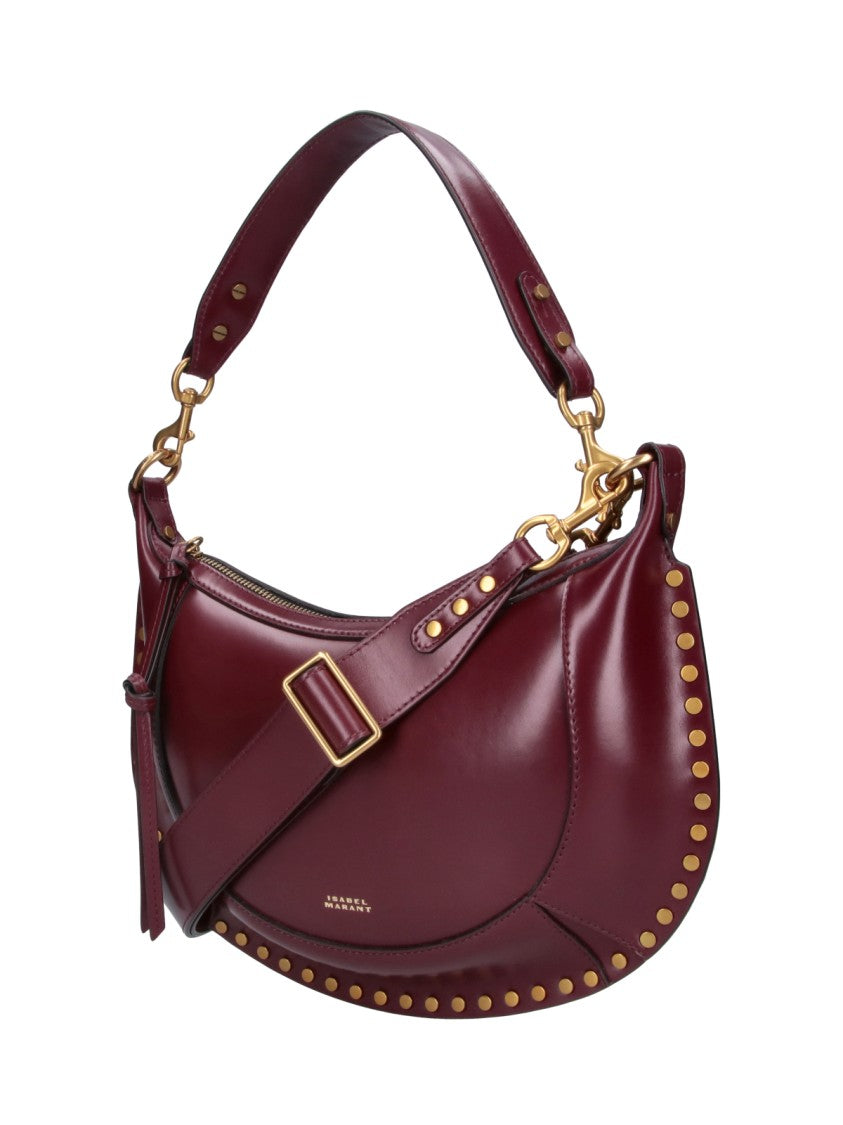 Isabel Marant Burgundy Oskan Moon Leather Shoulder Bag