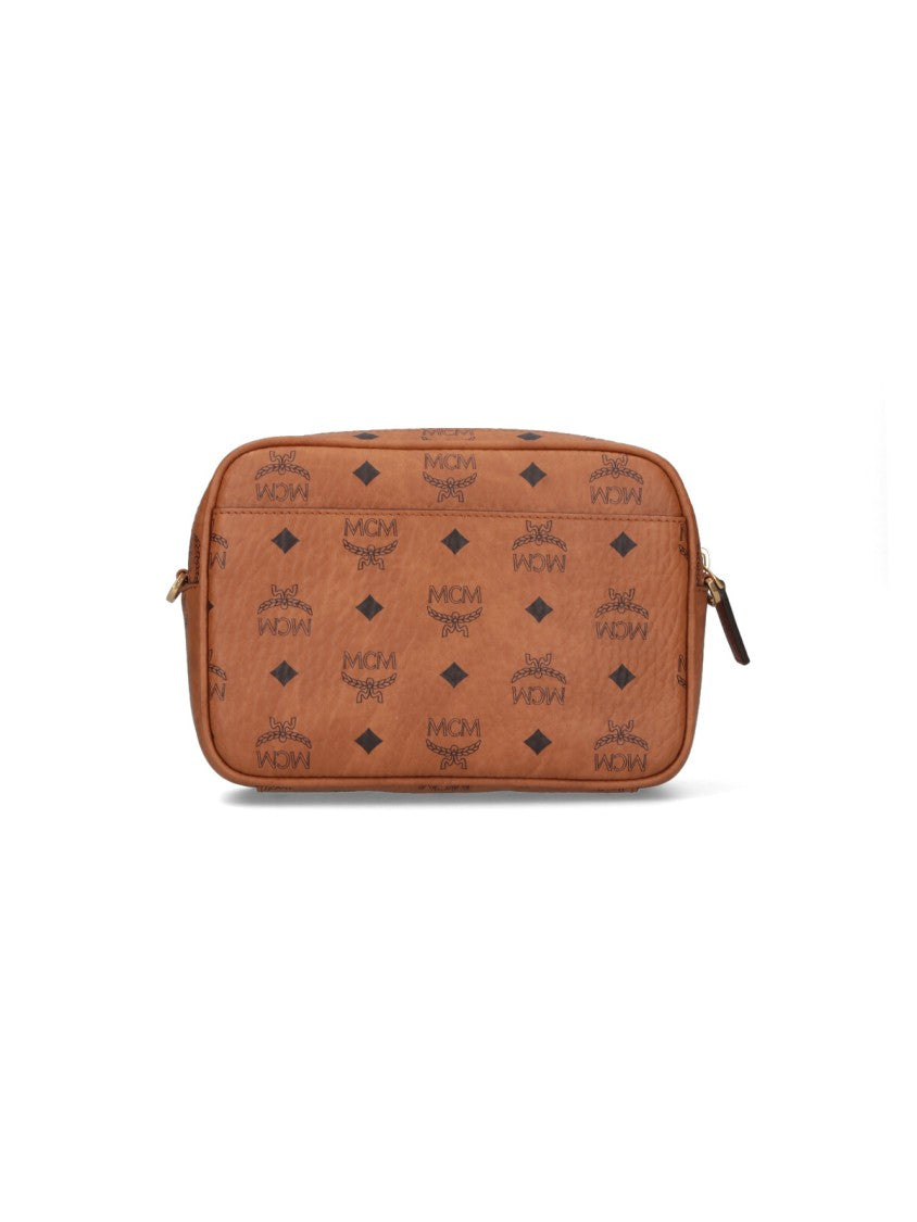 Mcm Brown Aren Visetos Fabric Shoulder Bag