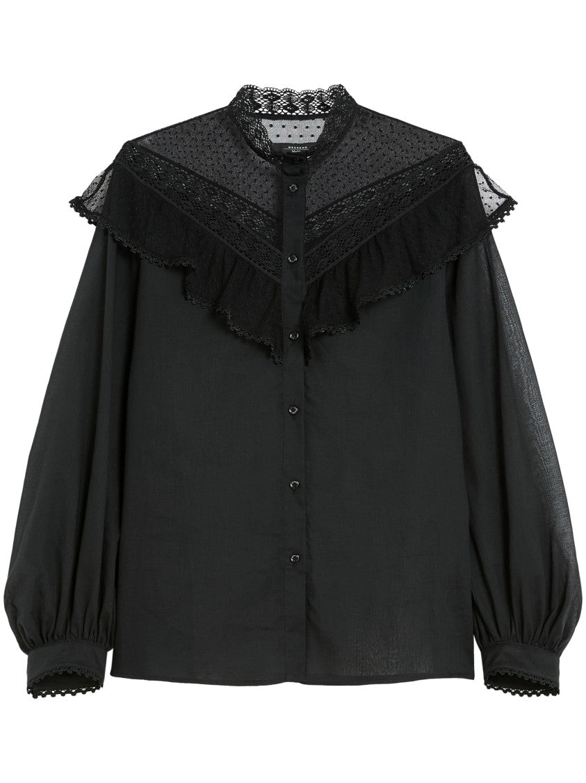 Max Mara High Neck Shirt With Lace Detailing