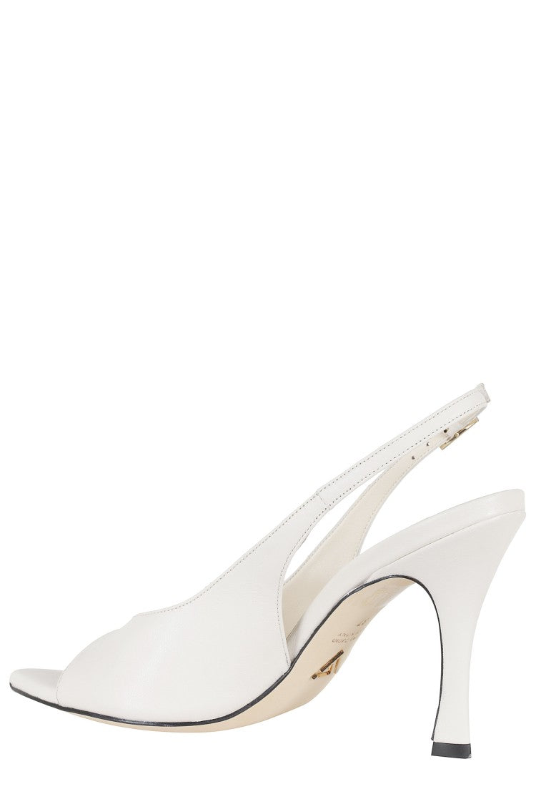 Giampaolo Viozzi Ivory Peep-Toe Slingback Strap Nappa Leather Sandals