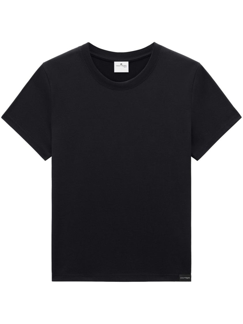 Courrèges Black Silk And Nylon Short T-Shirt