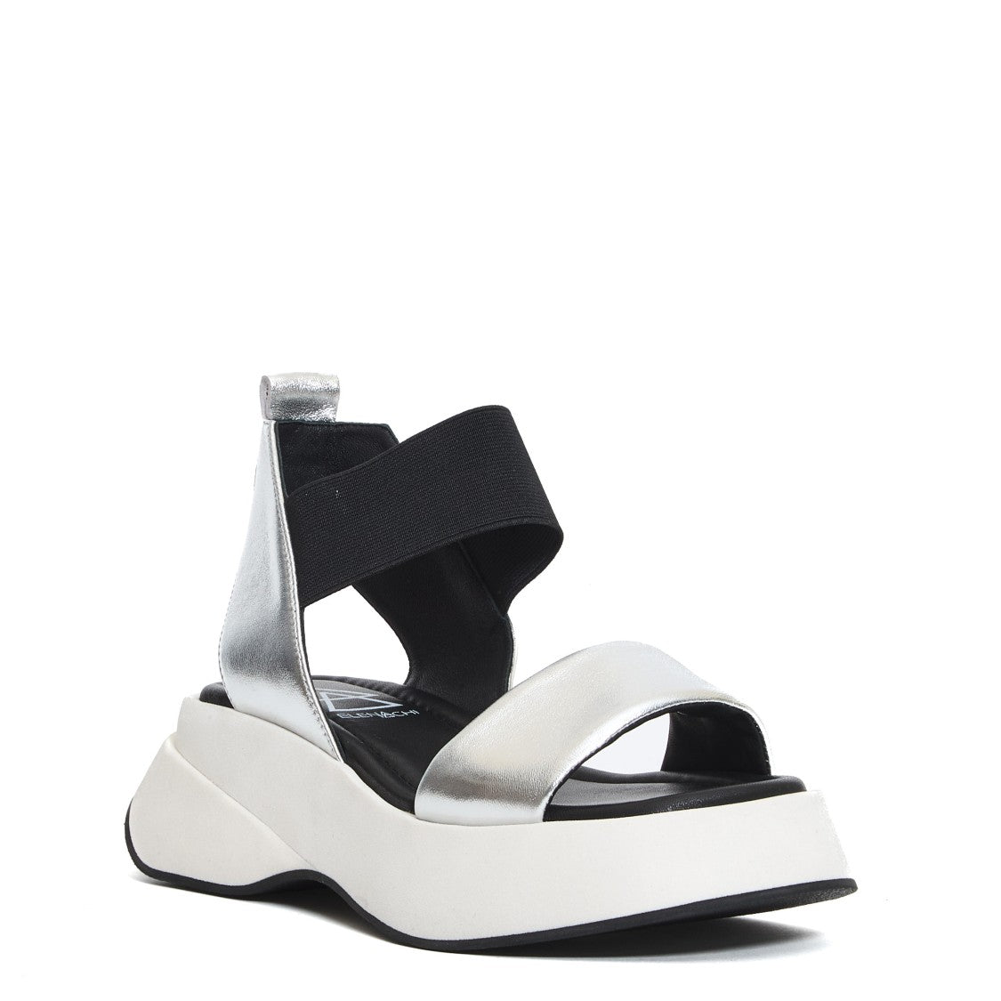 Elena Iachi Silver Leather Wedge Sandal