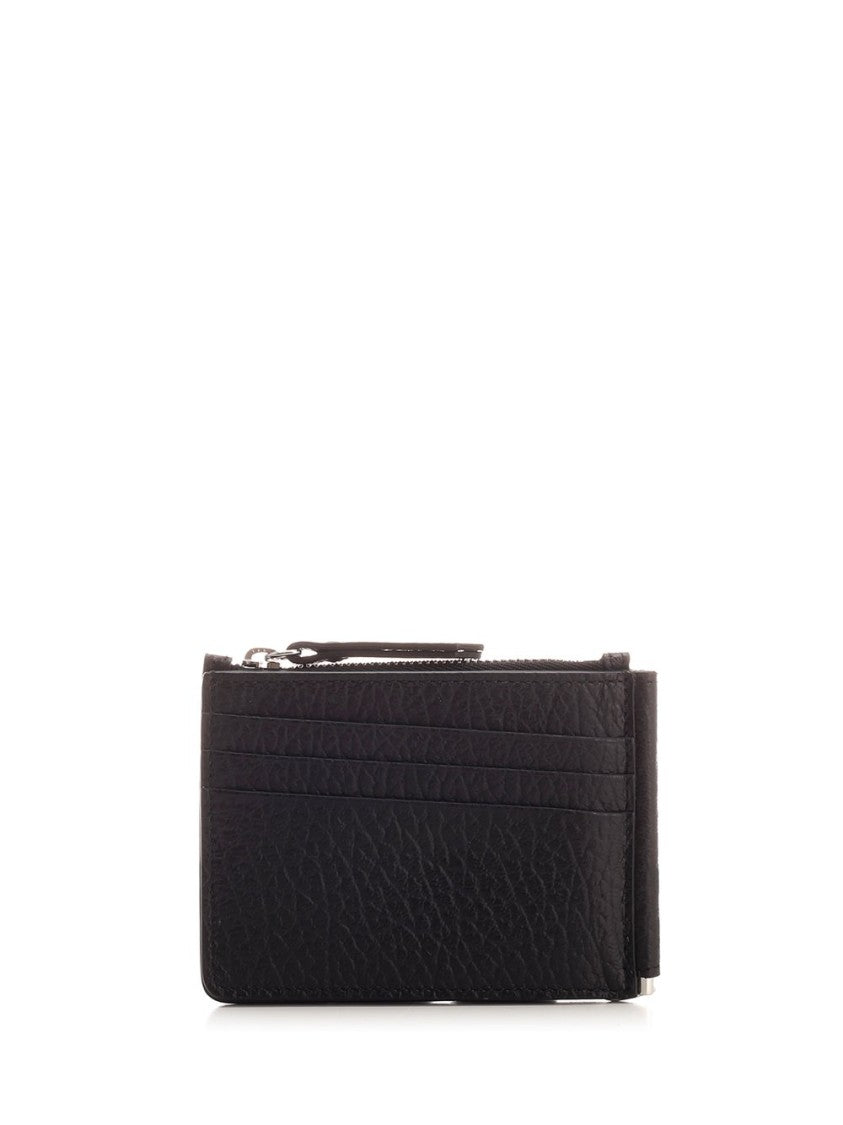 Maison Margiela Rectangular Black Calf Leather Wallet With Distinctive Stitching