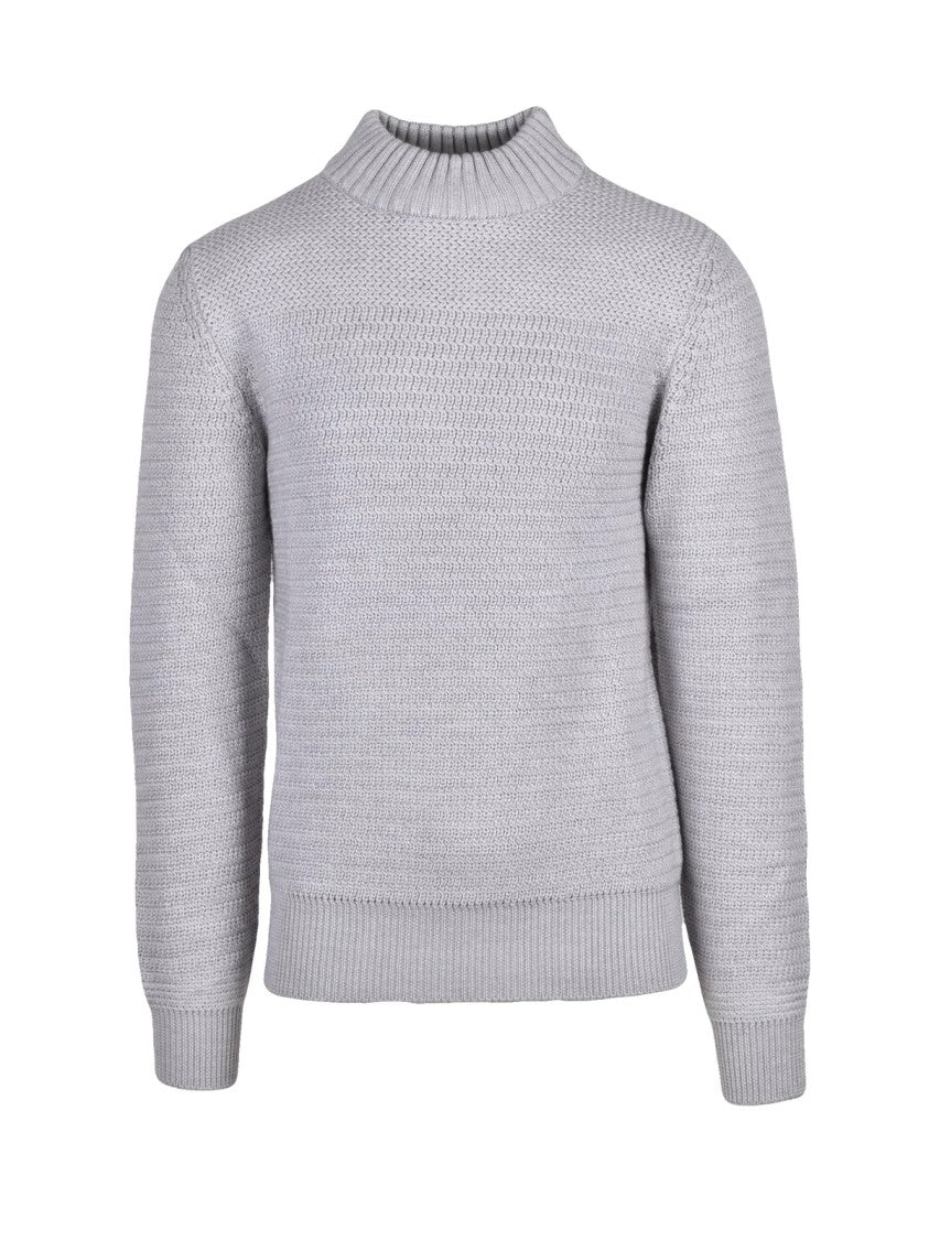 Kangra Crew Neck Sweater In Extrafine Merino Wool With Textured Pattern