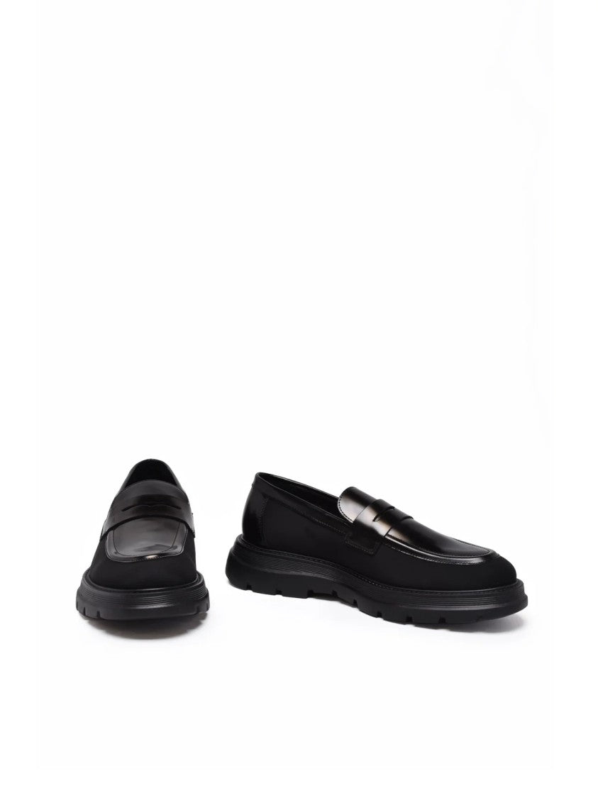 Stuart Weitzman Black Club La Penny Leather Loafers