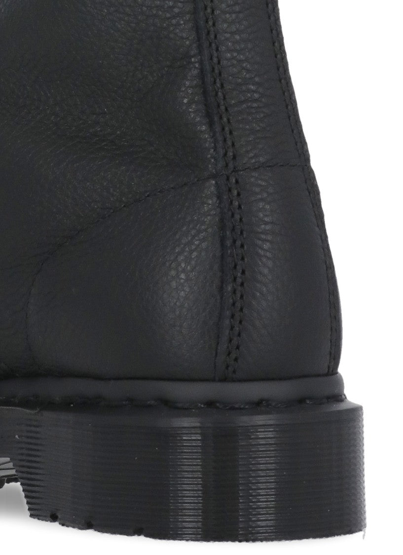 Dr. Martens Pebbled Leather Black Ankle Boots With Lace-Up Closure