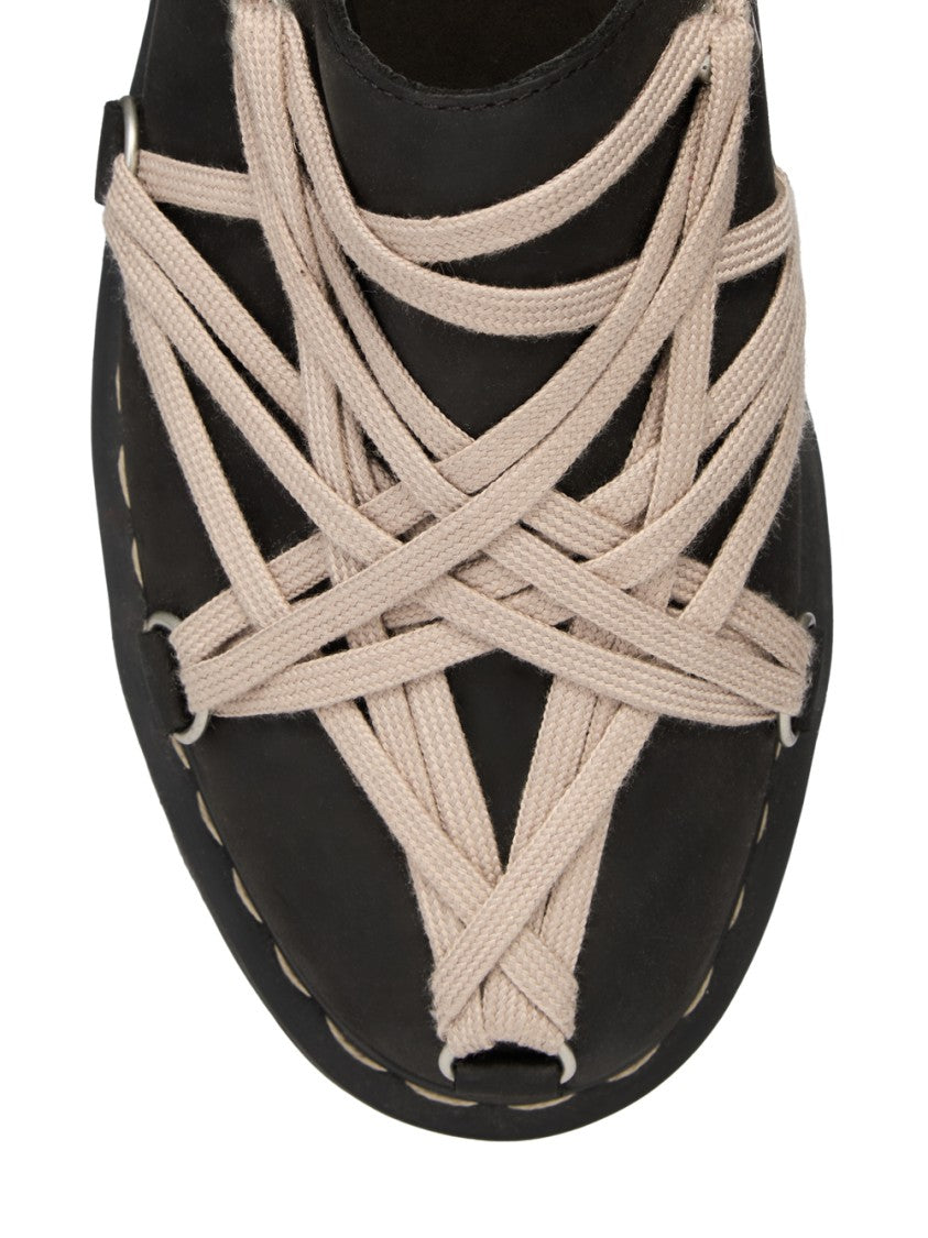 Dr. Martens X Rick Owens Quad Sole Lace-Up Mule Shoes With Rugged Tread