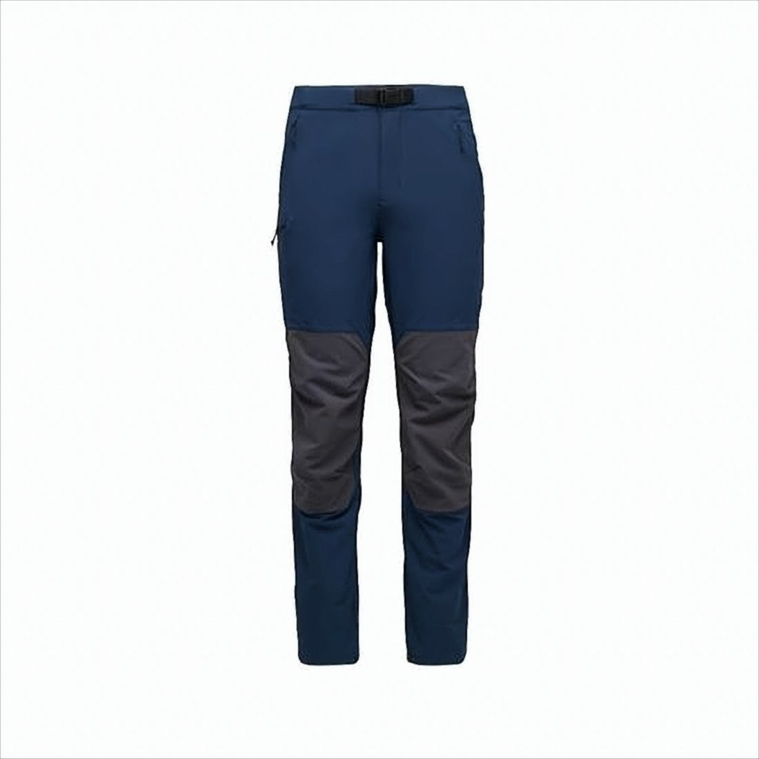 Black Diamond Two-Tone Straight Pants With Reinforced Panels And Adjustable Belt