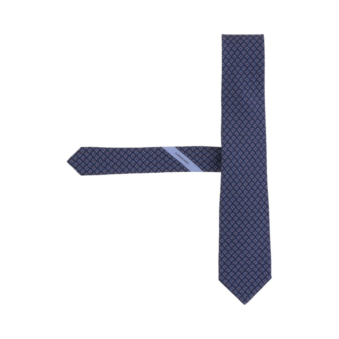 Salvatore Ferragamo Navy Patterned Silk Tie