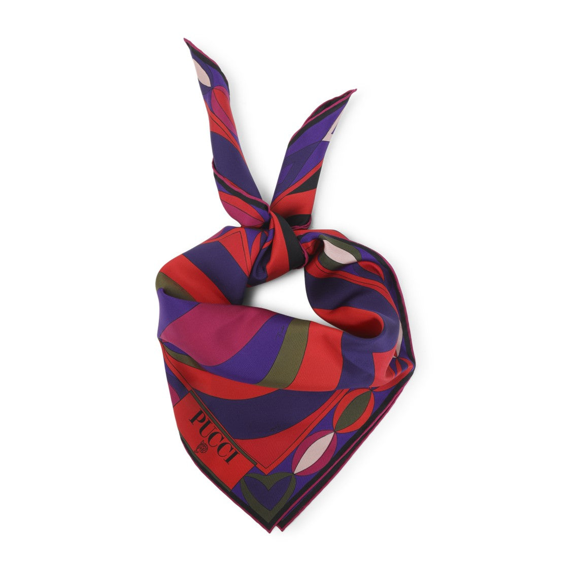 Pucci Geometric Silk Scarf With Vibrant Color Palette And Logo Detail