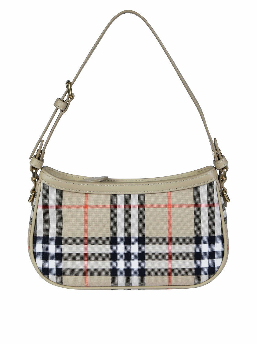 Burberry Check Chk Eugenie Leather Trim Pouch Bag